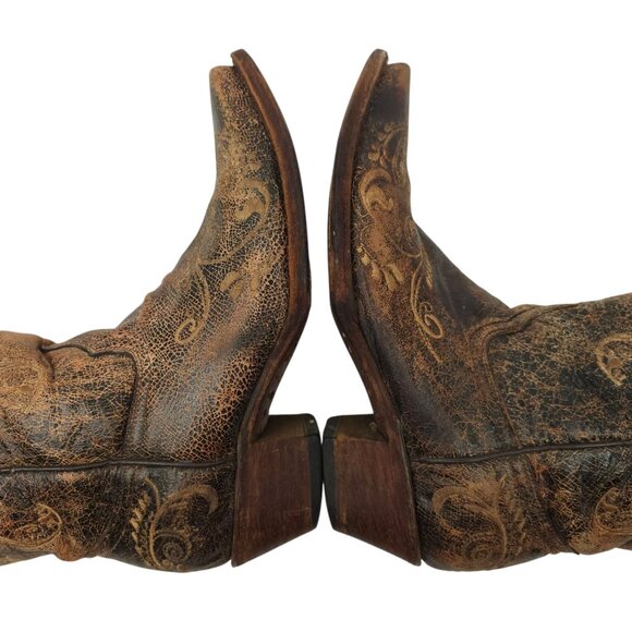 Circle G Western Boots Womens 7M Pointed Toe Embroidery Cowgirl Brown Leather - Picture 13 of 15